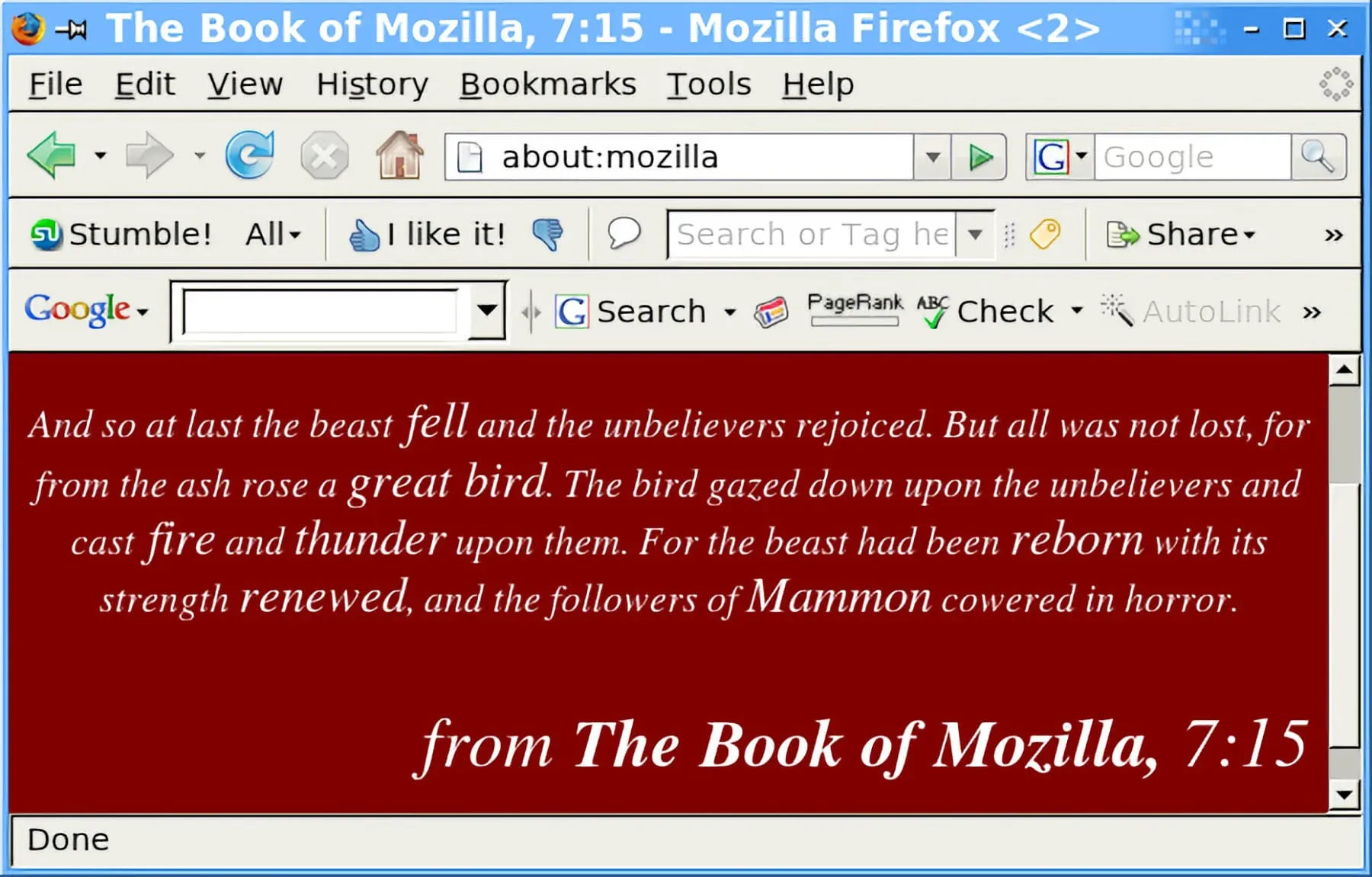 Apocalíptico Huevo de Pascua en Firefox 2.0