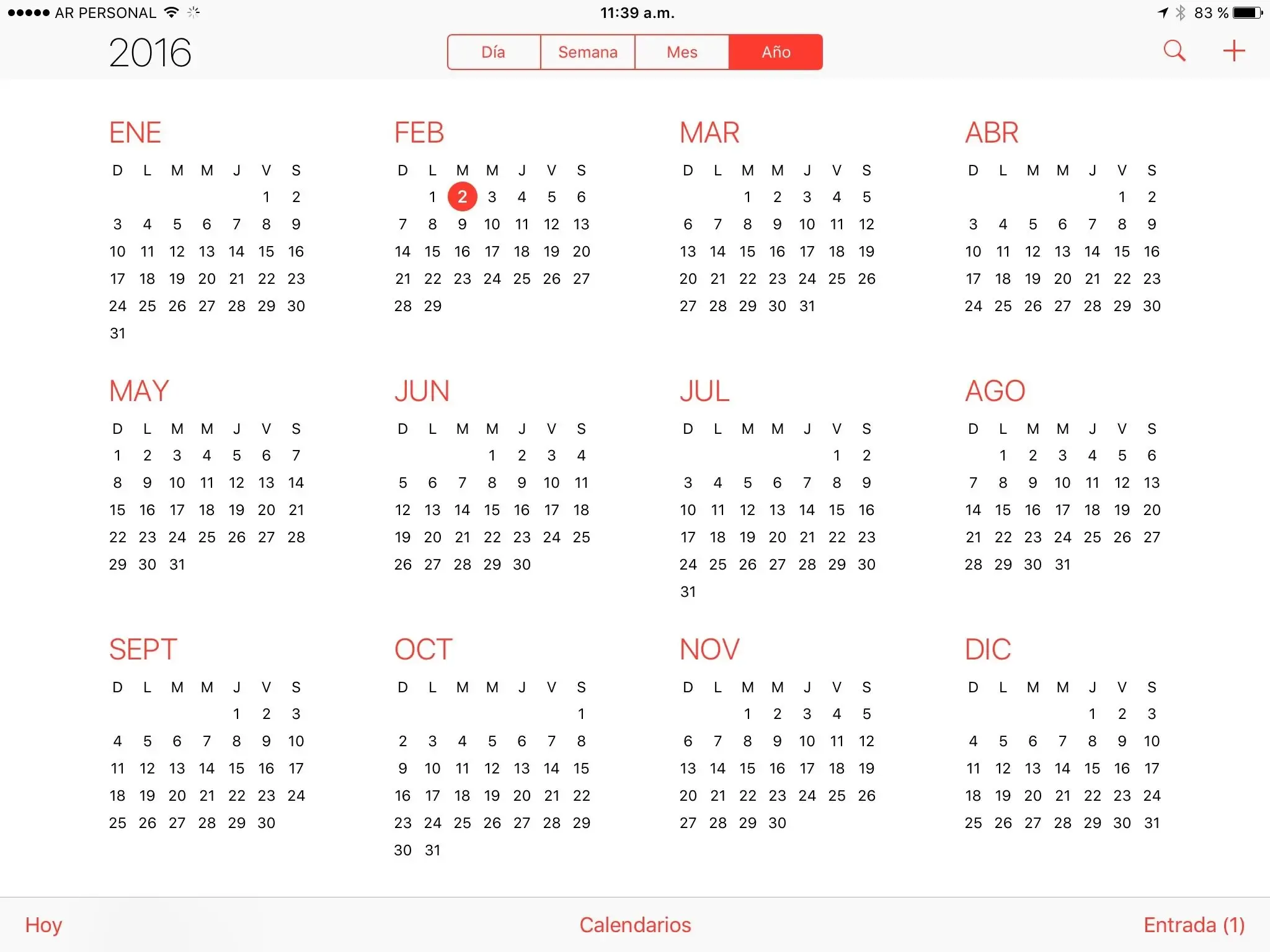 El calendario de iOS no busca más allá de 3 meses en adelante