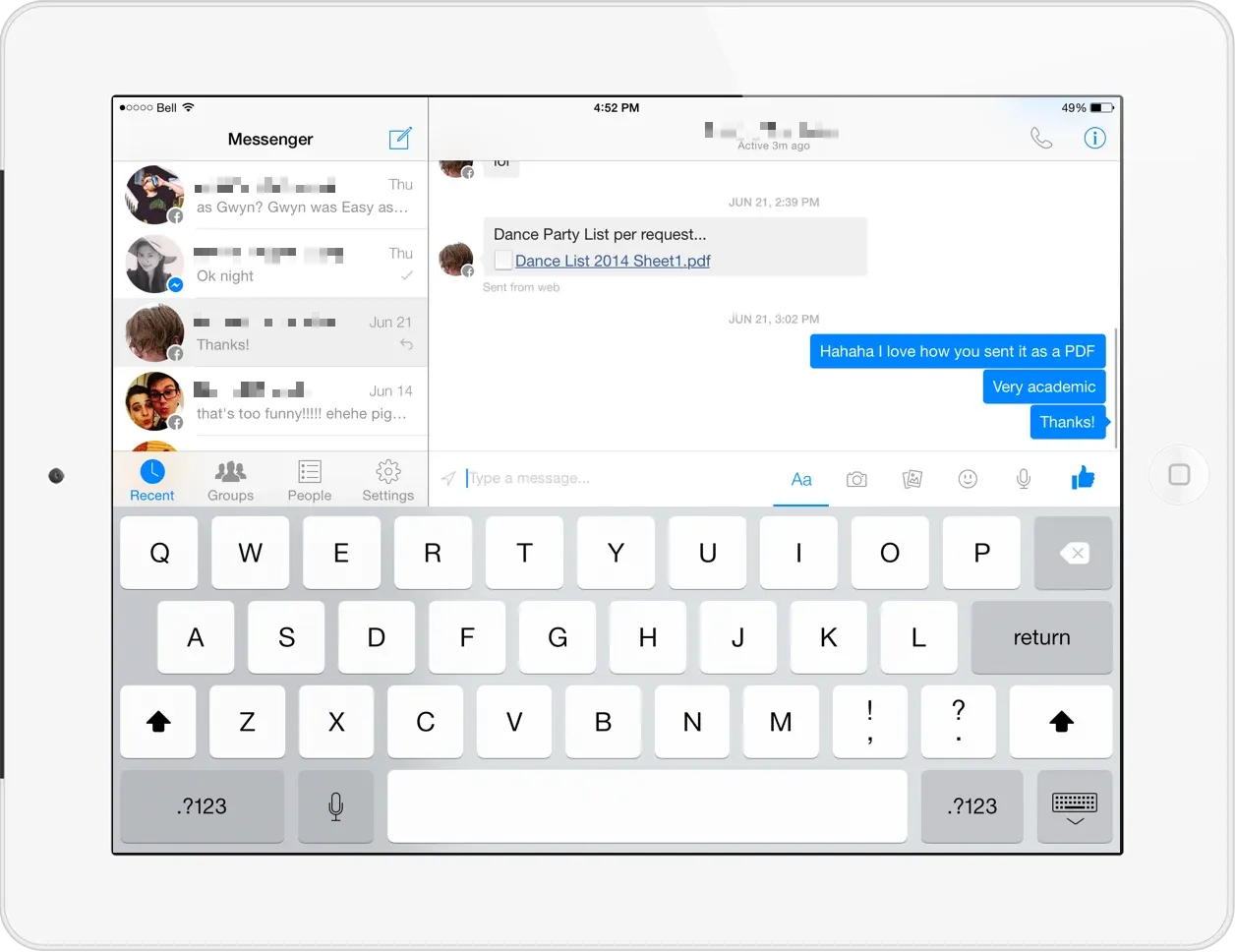 Facebook Messenger para iPad