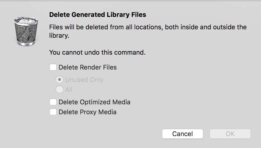 Final Cut Pro X borrar versiones optimizadas