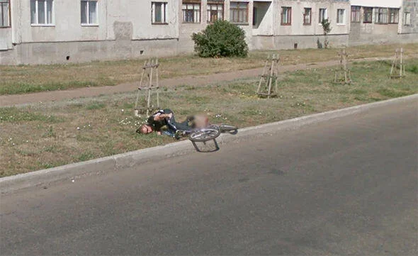 Caída de bicicleta Google Street View