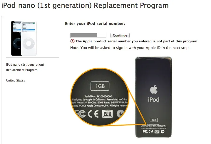 iPod Nano 1st Gen recall en Argentina