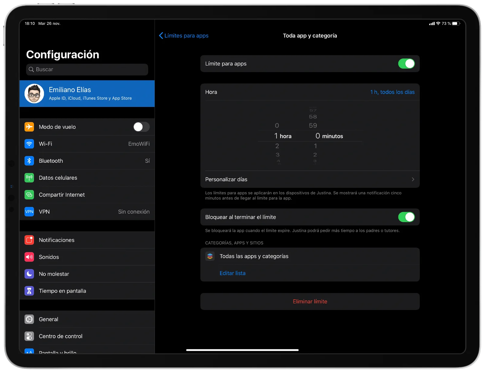 Límite para apps