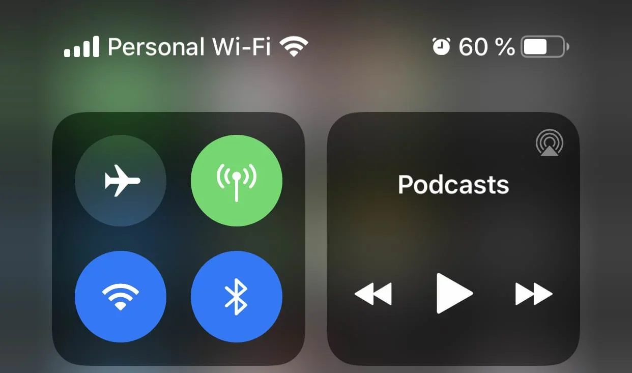 iOS Control Center Wifi Calling