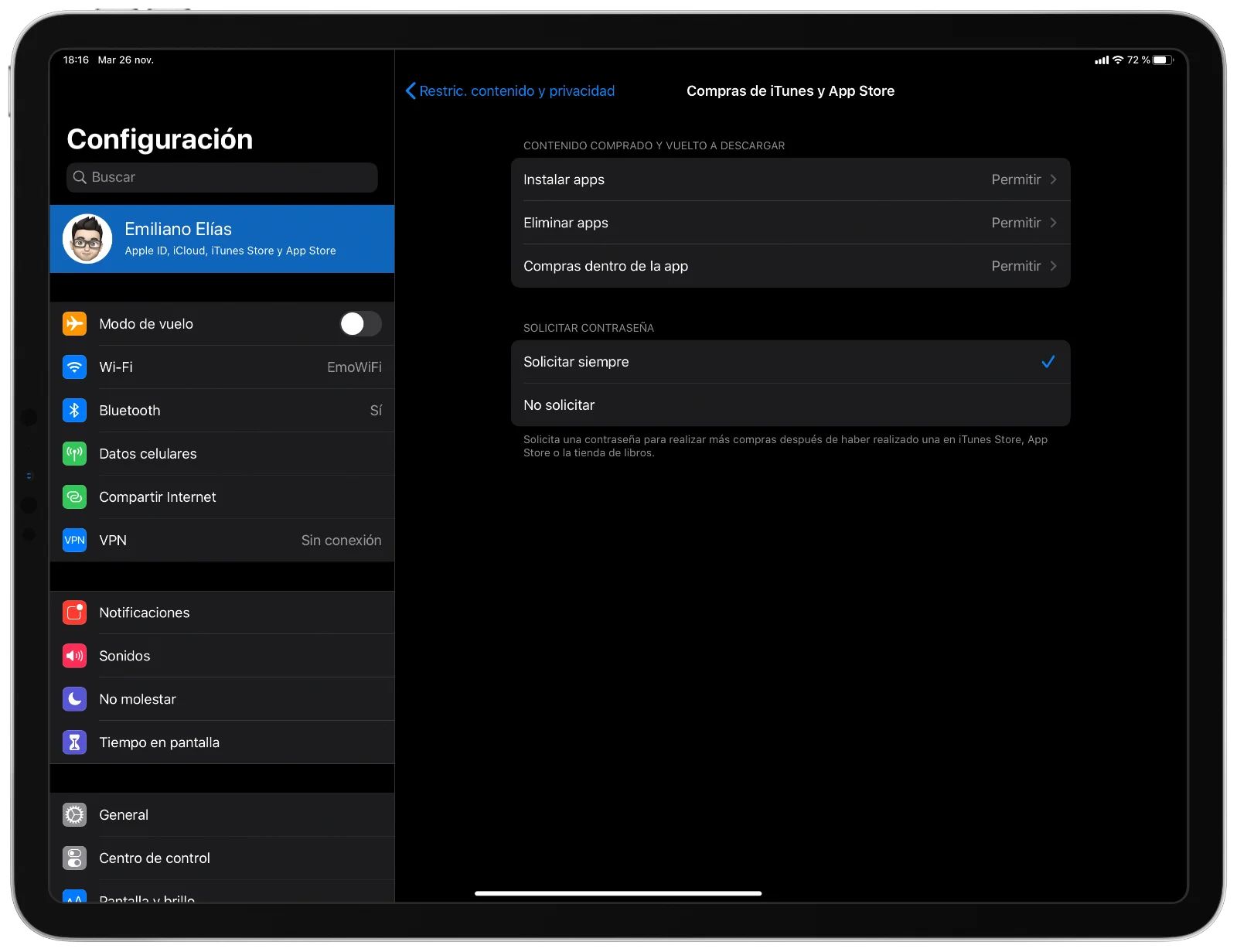Restricciones de contenido y privacidad